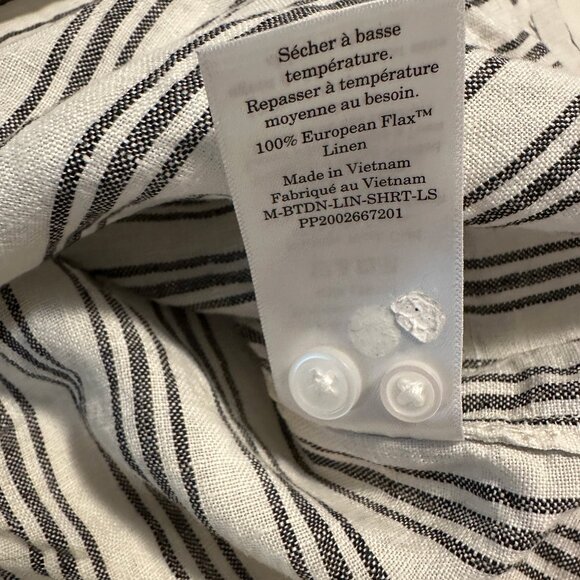 Everlane - The Classic Shirt in Linen - Black/White Stripe - Medium - Picture 4 of 4